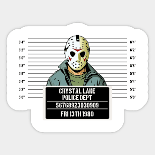 Jason mugshot, crystal lake police department Sticker